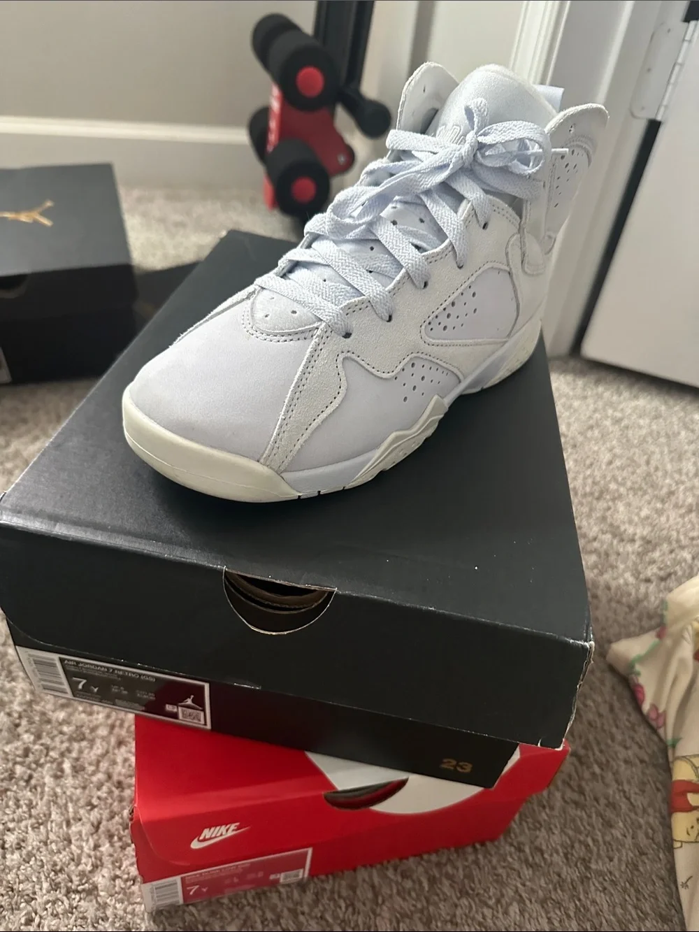 Jordan Kids White/Light Gray High-Top Sneakers